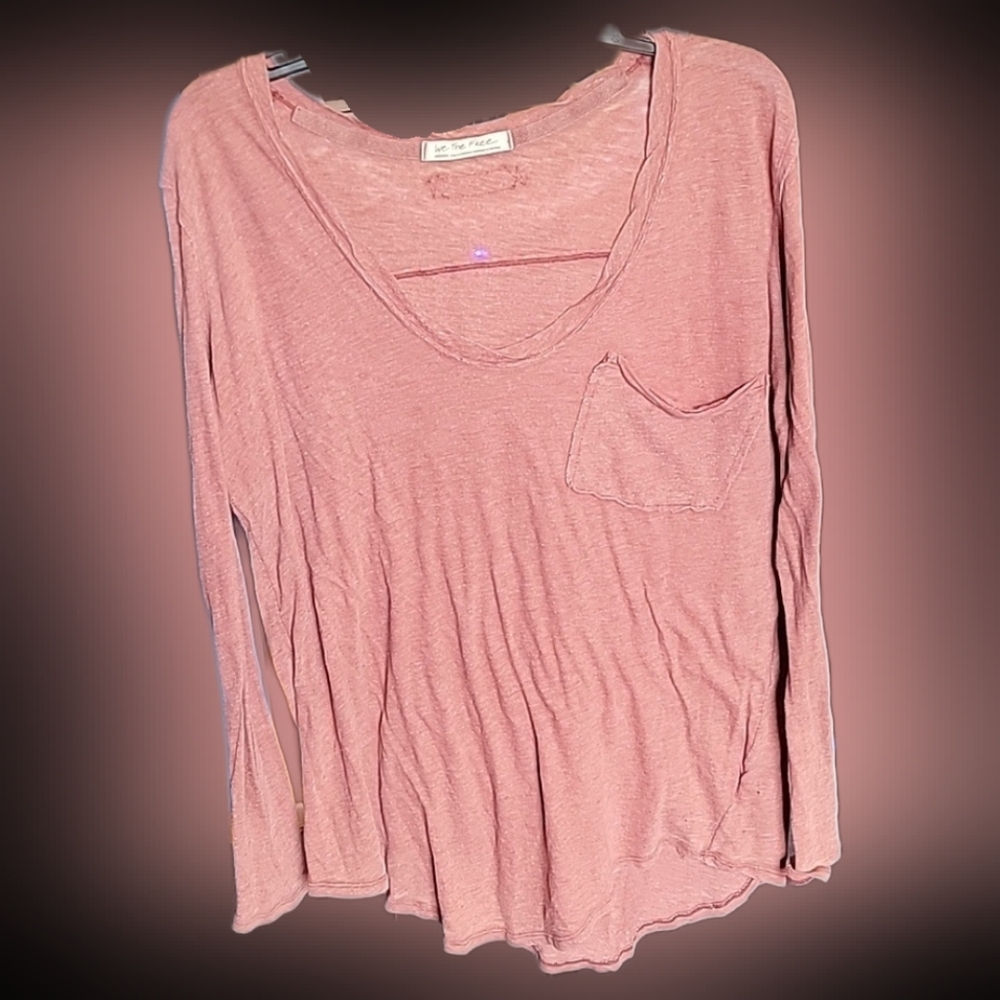 The Soft Pocket Long-Sleeve Scoop Neck Top - Dusty Rose